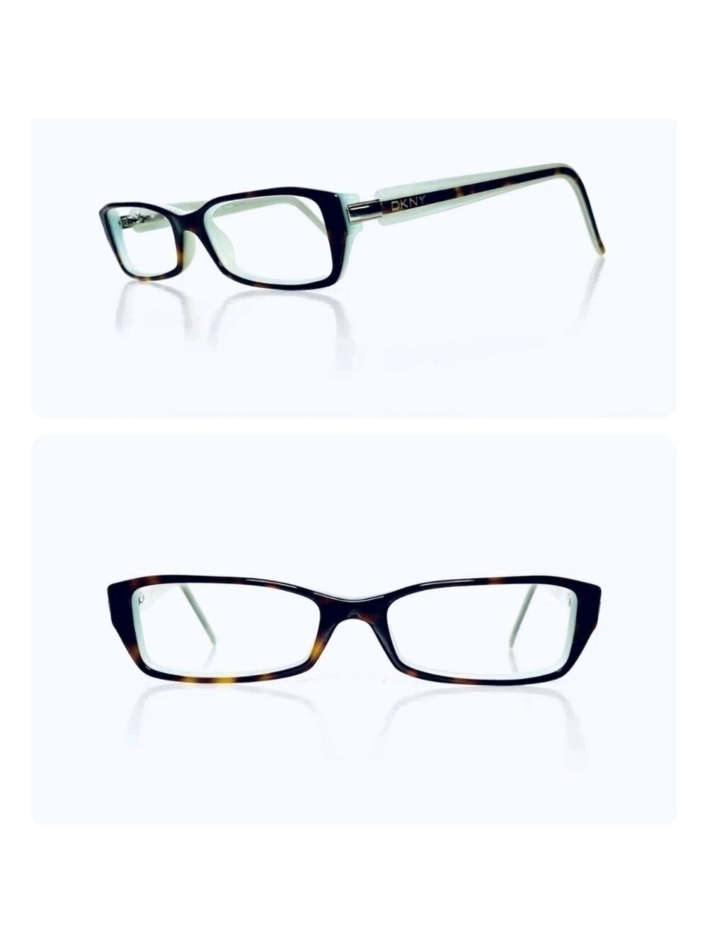 DKNY women's Tortoise Rectangular perscription Frame W Teal Interior Glasses New